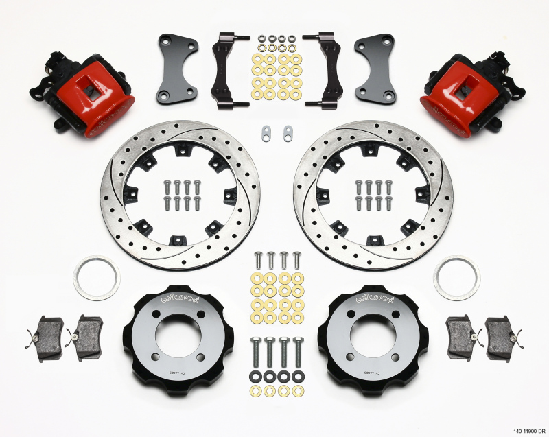 Wilwood 140-11900-DR - Combination Parking Brake Rear Kit 11.75in Drilled Red 2011 Fiesta Rear