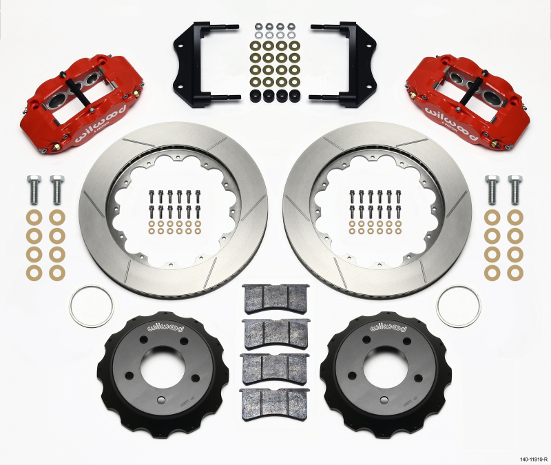 Wilwood 140-11919-R - Narrow Superlite 6R Front Hat Kit 14.00in Red 84-87 Corvette C4