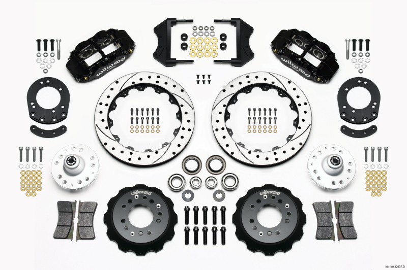 Wilwood 140-12637-D - Narrow Superlite 6R Front Hub Kit 12.88in Drilled 1965-1969 Mustang Drum Spindle