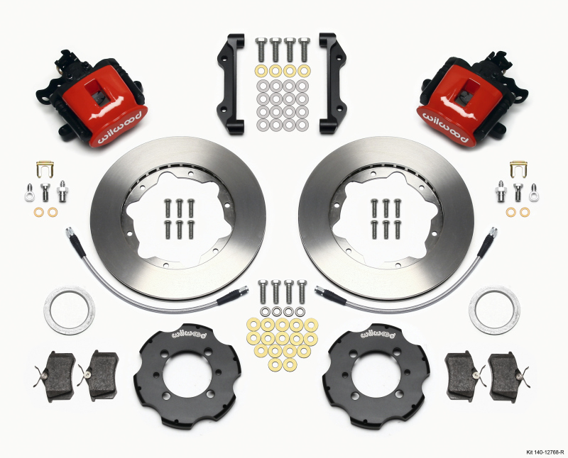 Wilwood 140-12768-R - Combination Parking Brake Rear Kit 11.00in Red 2012 Fiat 500 w/ Lines