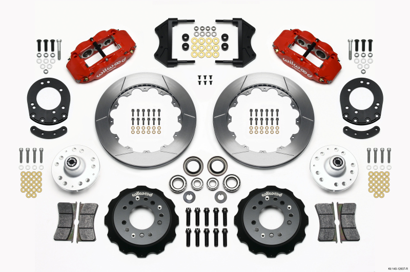 Wilwood 140-12637-R - Narrow Superlite 6R Front Hub Kit 12.88in Red 1965-1969 Mustang Drum Spindle Wilwood 140-12637-R - Narrow Superlite 6R Front Hub Kit 12.88in Red 1965-1969 Mustang Drum Spindle