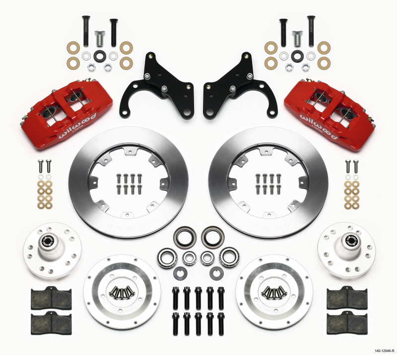 Wilwood 140-12946-R - Dynapro 6 Front Hub Kit 12.19in Red 69-70 Impala Drum/Disc 69-82 Vette