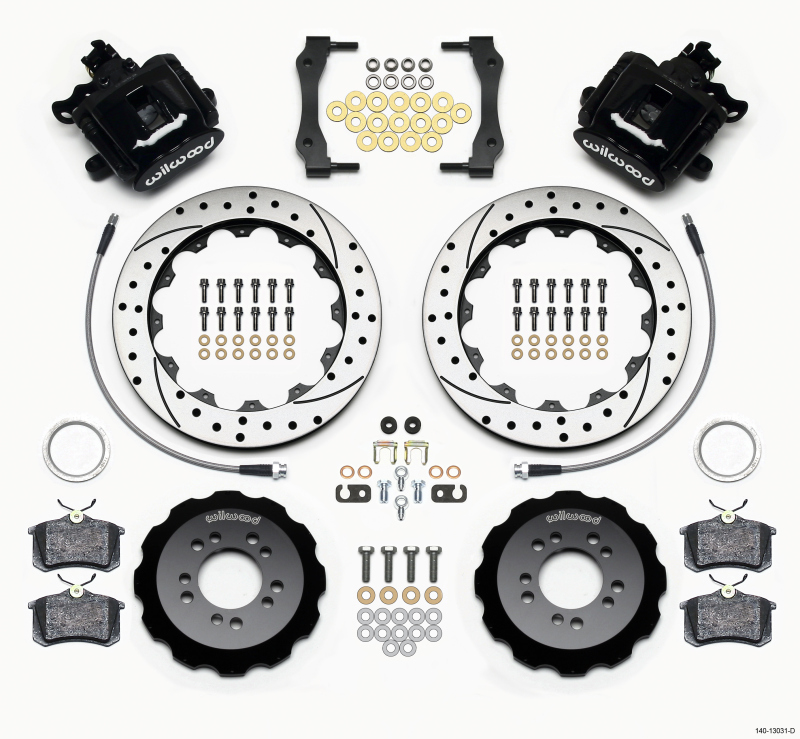 Wilwood 140-13031-D - Combination Parking Brake Rear Kit 12.88in Drilled 2013-Up Ford Focus ST w/ Lines
