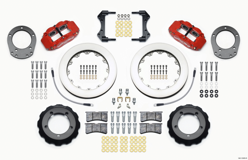 Wilwood 140-13305-R - Narrow Superlite 4R Front Hat Kit 12.88in Red 76-77 Ford Bronco Dana 44 w/Lines