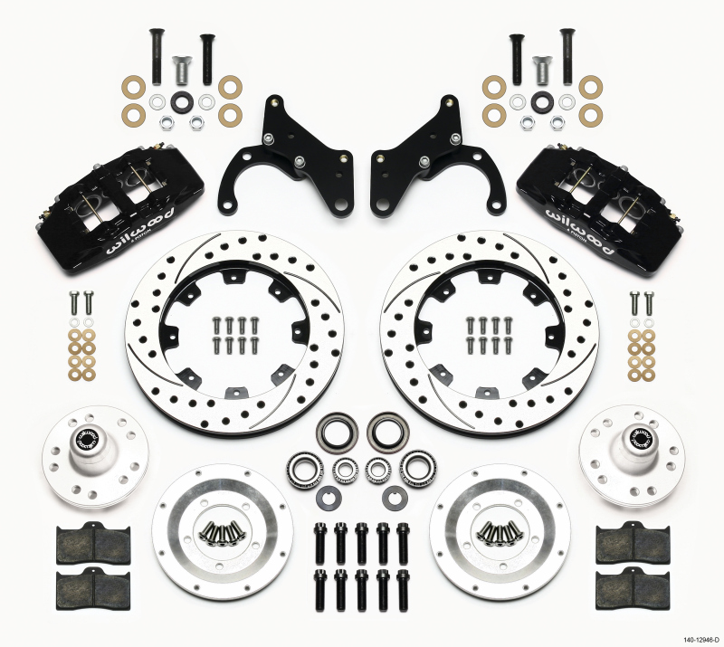 Wilwood 140-12946-D - Dynapro 6 Front Hub Kit 12.19in Drilled 69-70 Impala Drum/Disc 69-82 Vette
