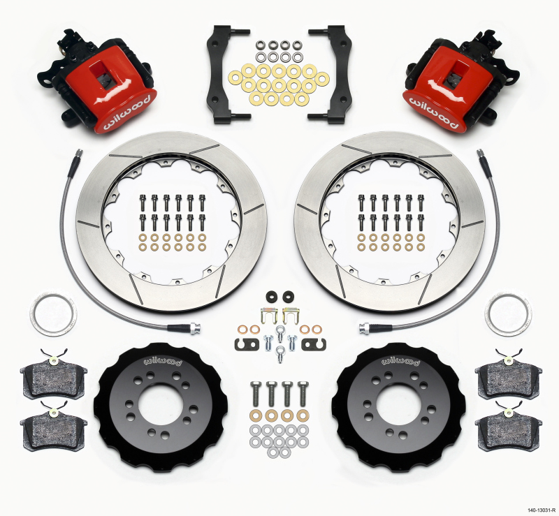 Wilwood 140-13031-R - Combination Parking Brake Rear Kit 12.88in Red 2013-Up Ford Focus ST w/ Lines