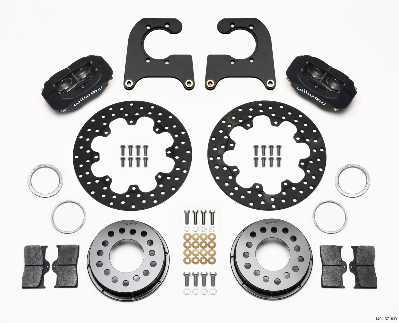 Wilwood 140-13716-D - Forged Dynalite Rear Drag Kit Drilled Rotor Ford 8.8 Special w/2.50in Offset-5 Lug
