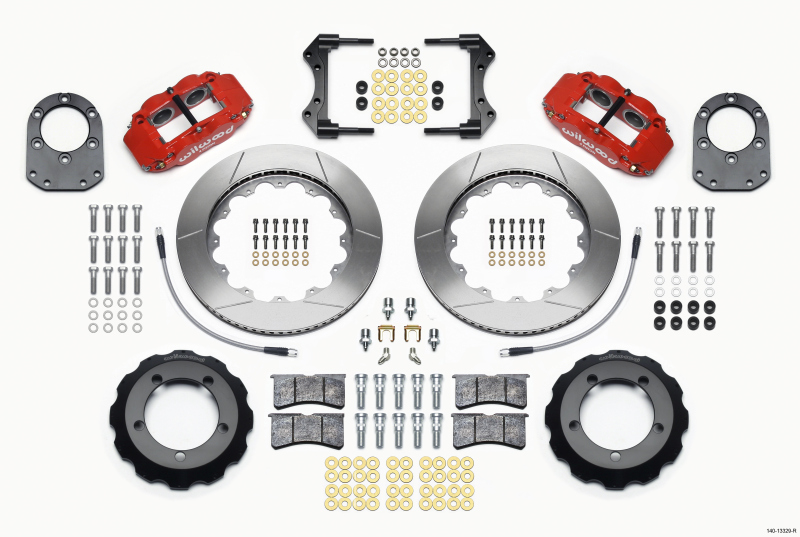 Wilwood 140-13329-R - Narrow Superlite 4R Front Hat Kit 14.00in Red 66-75 Ford Bronco Dana 30/44 w/Lines Wilwood 140-13329-R - Narrow Superlite 4R Front Hat Kit 14.00in Red 66-75 Ford Bronco Dana 30/44 w/Lines