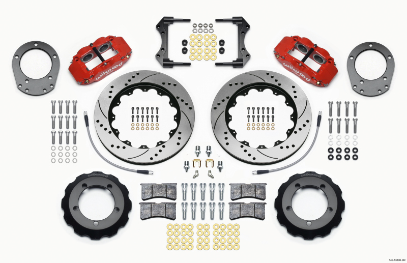 Wilwood 140-13330-DR - Narrow Superlite 4R Front Hat Kit 14.00in Drill Red 76-77 Ford Bronco Dana 44 w/Lines Wilwood 140-13330-DR - Narrow Superlite 4R Front Hat Kit 14.00in Drill Red 76-77 Ford Bronco Dana 44 w/Lines
