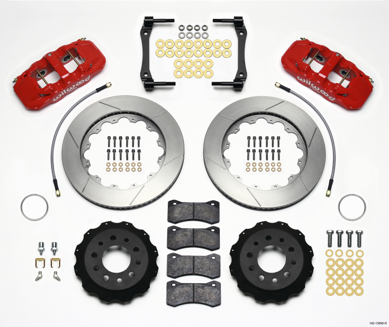 Wilwood 140-13698-R - AERO4 Rear Kit 14.25in Red 2014-Up Corvette C7 w/Lines