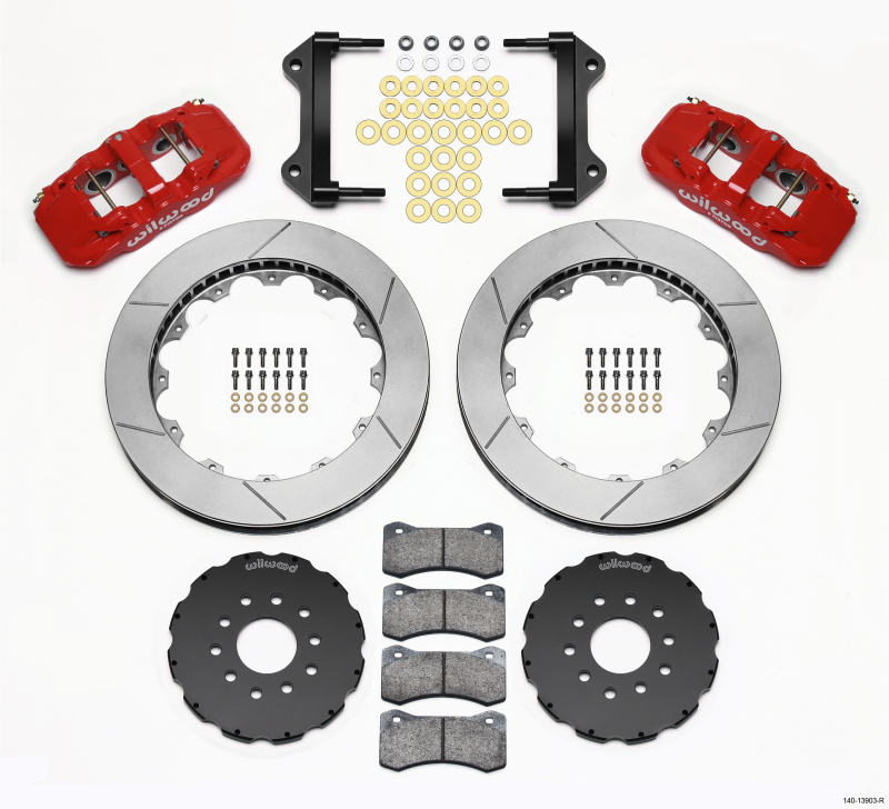 Wilwood 140-13903-R - AERO6 Front Hat Kit 15.00 Red 97-04 Corvette C5/Z06 05-13 C6