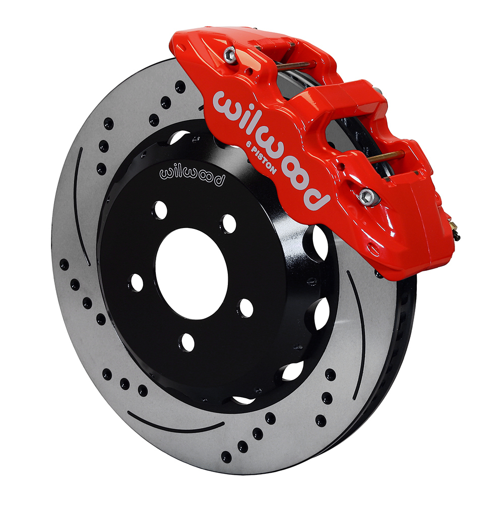 Wilwood 140-14289-DR - AERO6 Front Hat Kit 15.00 Drilled Red 2016-Up Camaro w/Lines