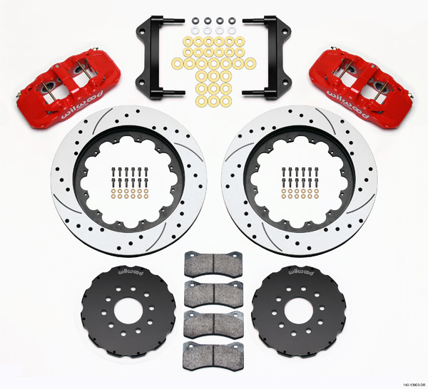 Wilwood 140-13903-DR - AERO6 Front Hat Kit 15.00 Drilled Red 97-04 Corvette C5/Z06 05-13 C6