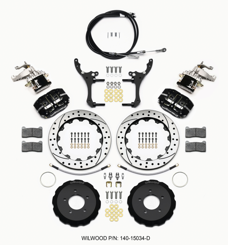 Wilwood 140-15034-D - Dynapro Radial4 / MC4 Rear Kit 12.88 Drilled 2006-15 Miata w/Lines & Cables