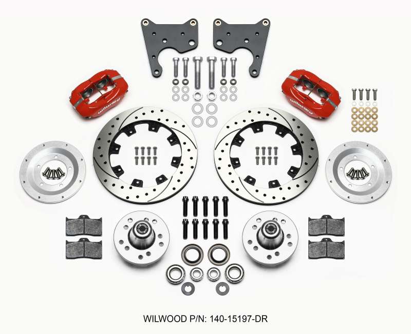 Wilwood 140-15197-DR - Forged Dynalite Front Kit 12.19in Drill Red 65-72 CDP C Body -Drum Wilwood 140-15197-DR - Forged Dynalite Front Kit 12.19in Drill Red 65-72 CDP C Body -Drum