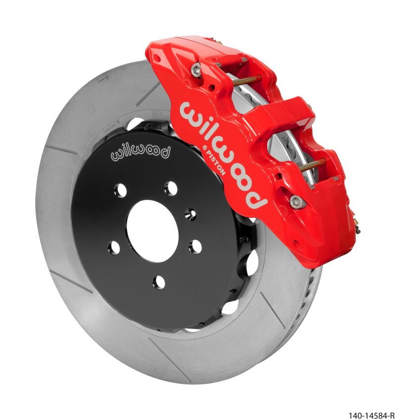 Wilwood 140-14584-R - AERO6 Front Kit 14.00in BBK - 08-12 Audi A4/A5/S5 - Red Drilled & Slotted Rotor