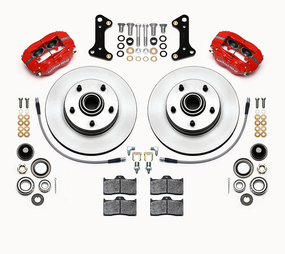 Wilwood 140-15272-R - Forged Dynalite-M Front Kit 11.00in 1 PC Rotor&Hub Red 67-69 Camaro 64-72 Nova Chevelle