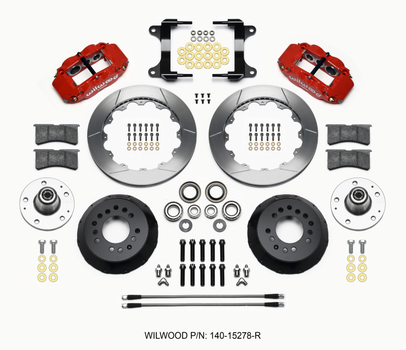 Wilwood 140-15278-R - Narrow Superlite 6R Front Hub Kit 12.88in Red 82-92 Camaro//Firebird