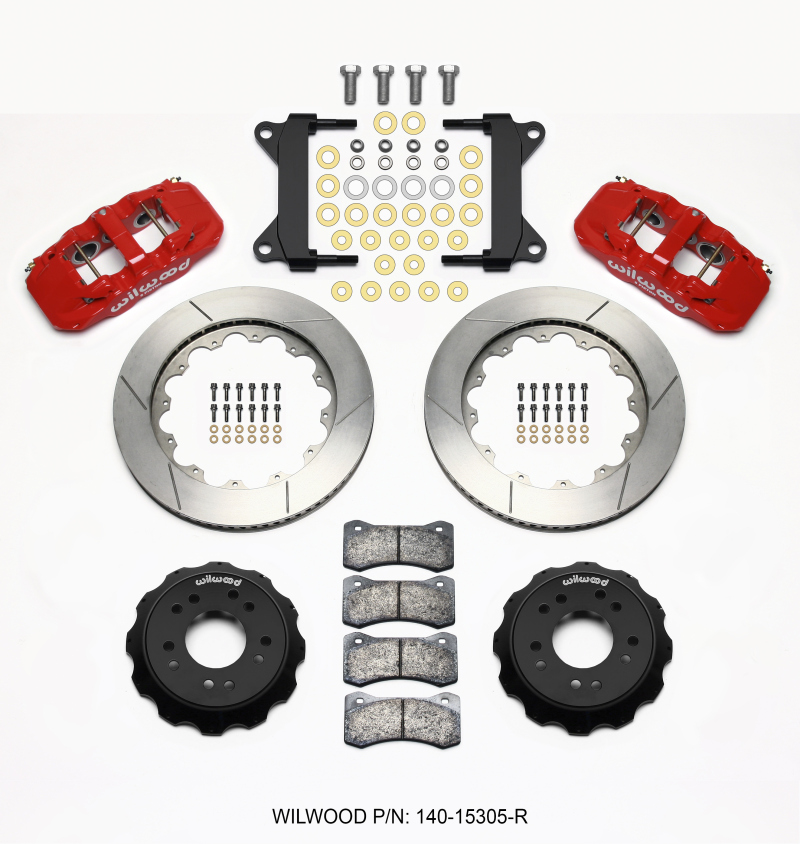 Wilwood 140-15305-R - AERO6 Front Hat Kit 14.00 Red 63-87 C10 w/  Pro Spindles