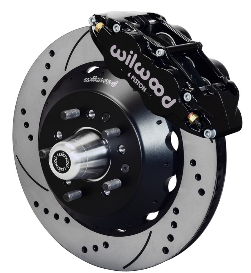 Wilwood 140-15407-D - Narrow Superlite 6R Dust-Seal Front Hub Kit 14.00in Drilled 1965-1969 Mustang Drum Spindle