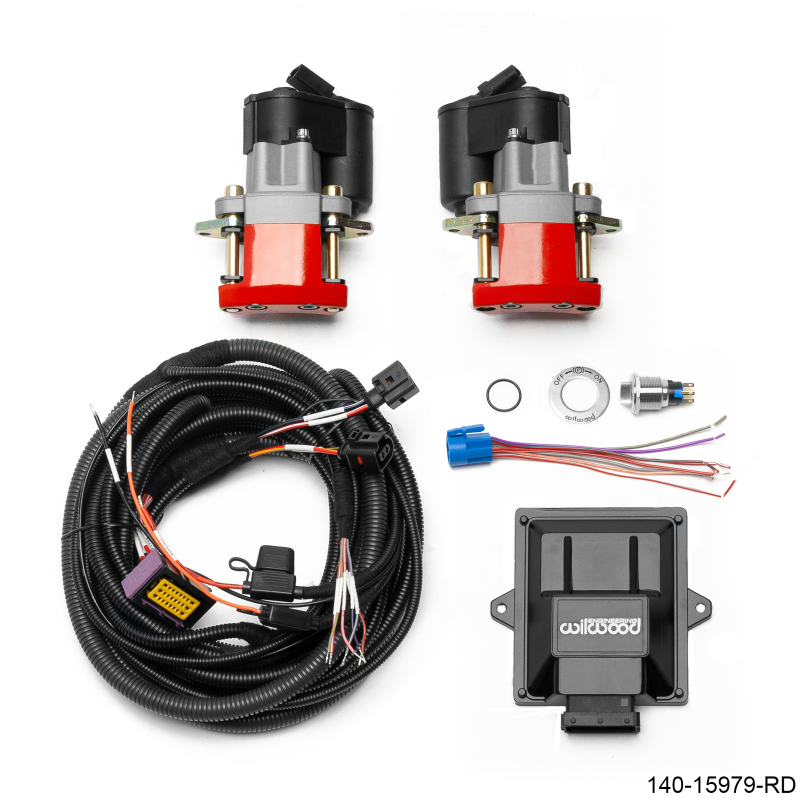 Wilwood 140-15979-RD - Electronic Parking Brake Rear Retrofit Brake Kit - Red Powder Coat Caliper