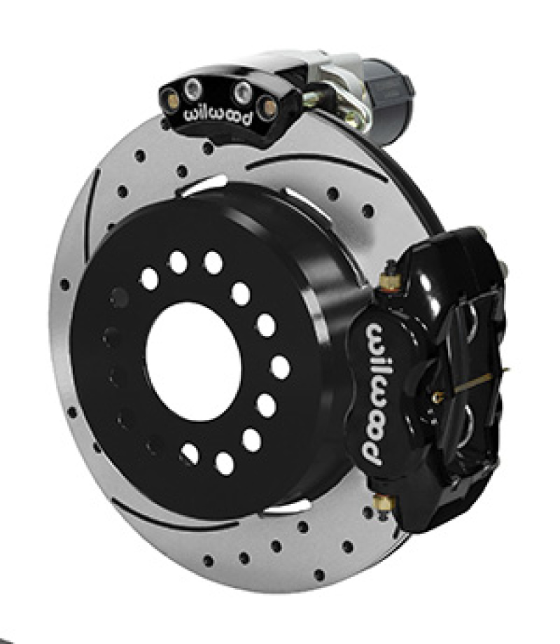 Wilwood 140-16164-D - Forged Dynalite Rear Electronic Parking Brake Kit -Black Powder Coat Caliper - SRP D/S Rotor
