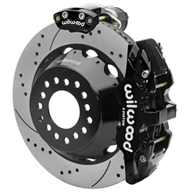 Wilwood 140-16170-D - AERO4 Big Brake Rear Electronic Parking Brake Kit - Black - Powder Coat Caliper - D/S Rotor