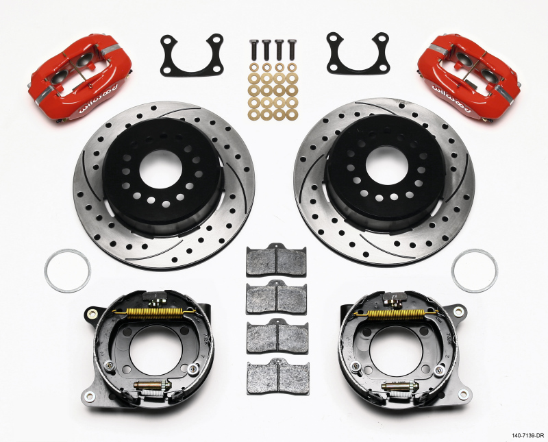 Wilwood 140-7139-DR - Forged Dynalite P/S P-B Kit Drilled-Red Big Ford 2.36in Offset