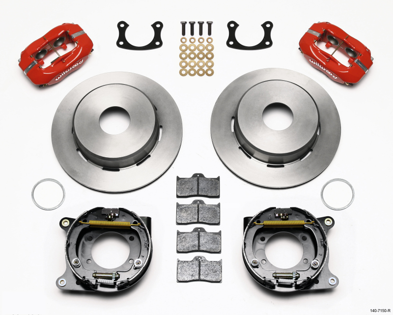 Wilwood 140-7150-R - Forged Dynalite P/S Park Brake Kit Red Big Ford New 2.50in Offset Currie Blank