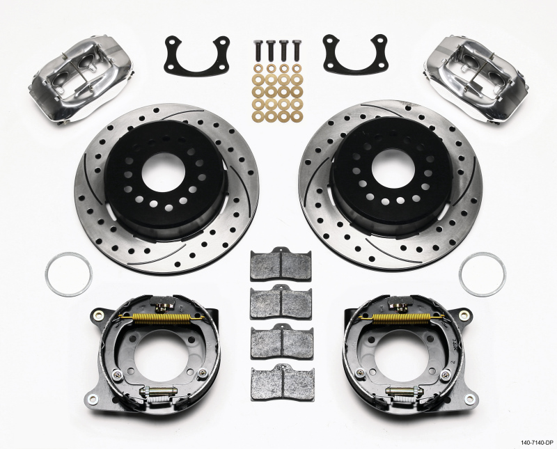 Wilwood 140-7140-DP - Forged Dynalite P/S P-B Kit Drilled Polished New Big Ford 2.50in Offset