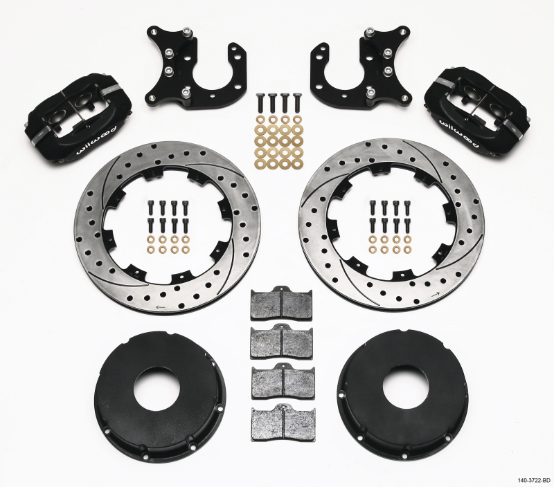 Wilwood 140-3722-BD - Forged Dynalite P/S Rear Kit Drilled Rotor Big Ford 2.36in Offset Currie Blank
