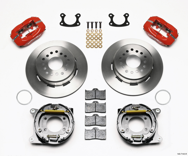 Wilwood 140-7143-R - Forged Dynalite P/S Park Brake Kit Red Small Ford 2.66in Offset
