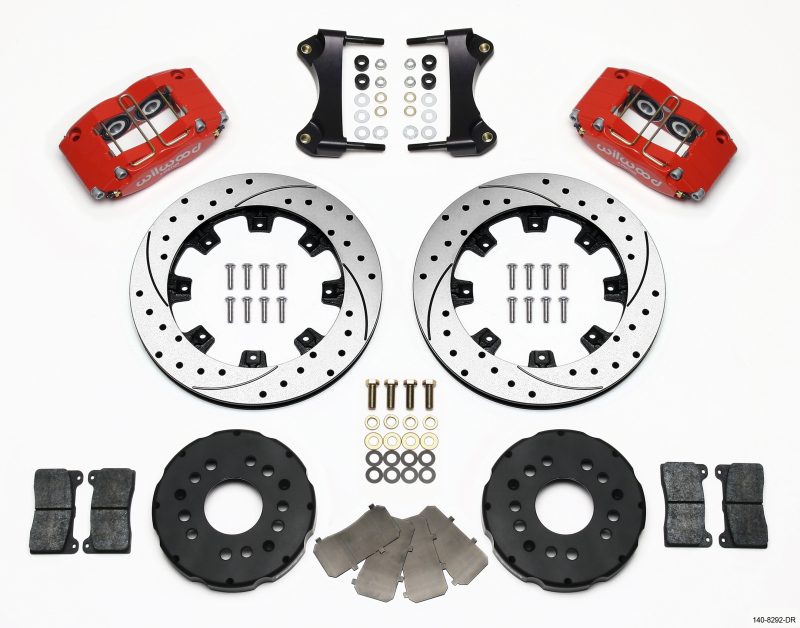 Wilwood 140-8292-DR - Dynapro Radial Front Kit 12.19in Drilled Red 95-99 Mitsubishi Eclipse (*Line Kit Needed*)