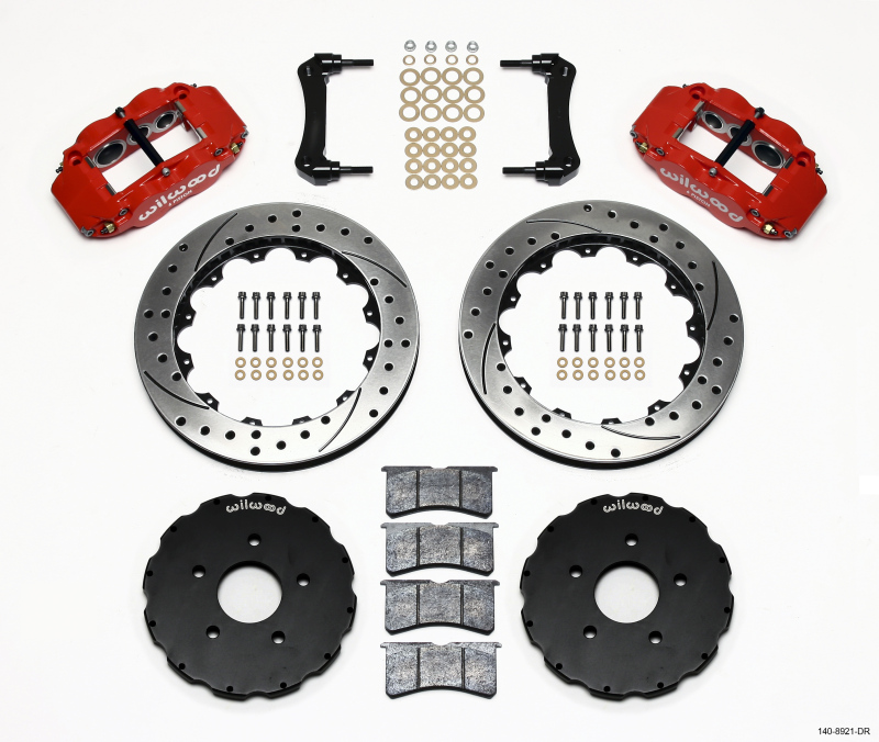 Wilwood 140-8921-DR - Narrow Superlite 6R Front Hat Kit 13.06in Drill Red 2005-up Corvette C6