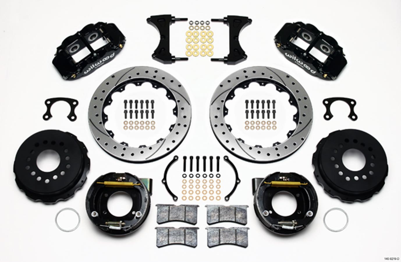 Wilwood 140-9219-D - Narrow Superlite 4R Rear P-Brk Kit 12.88in Drilled Big Ford New Style 2.50in Offset