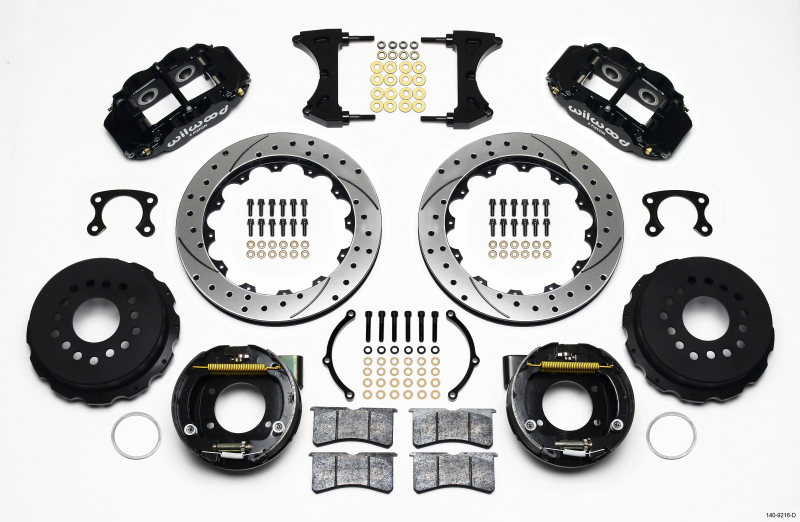 Wilwood 140-9216-D - Narrow Superlite 4R Rear P-Brk Kit 12.88in Drilled Small Ford 2.66in Offset Wilwood 140-9216-D - Narrow Superlite 4R Rear P-Brk Kit 12.88in Drilled Small Ford 2.66in Offset