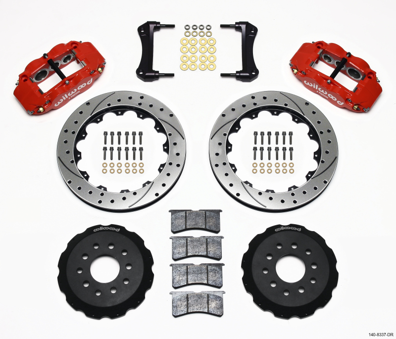 Wilwood 140-8337-DR - Narrow Superlite 6R Front Hat Kit 12.88in Drill Red 88-93 Corvette C4