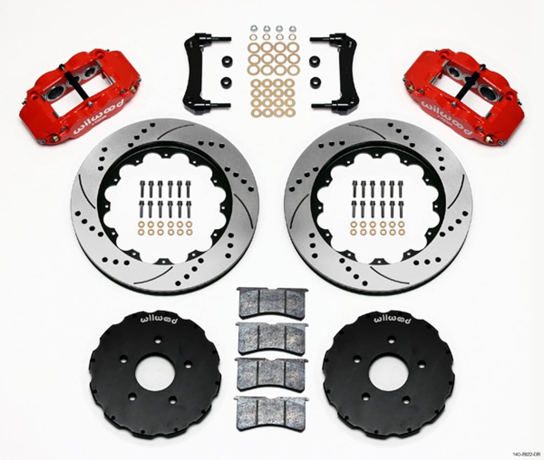 Wilwood 140-8922-DR - Narrow Superlite 6R Front Hat Kit 14.00in Drill Red 2005-up Corvette C6