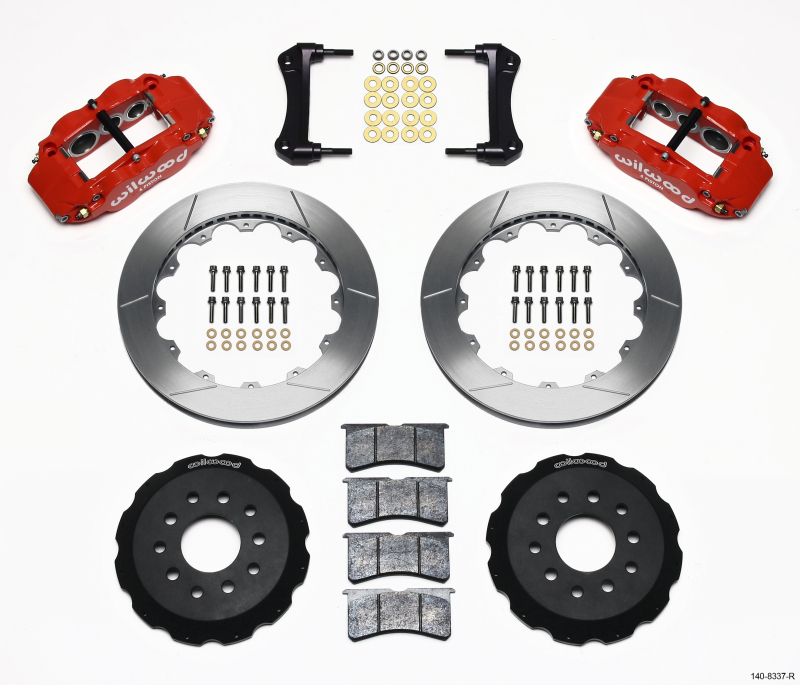 Wilwood 140-8337-R - Narrow Superlite 6R Front Hat Kit 12.88in Red 88-93 Corvette C4