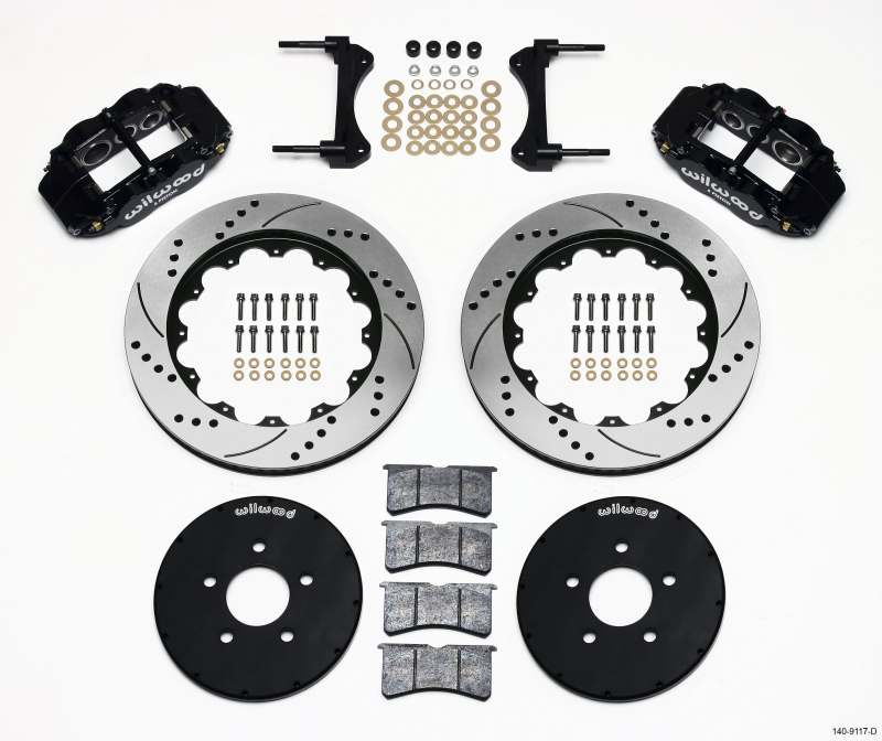 Wilwood 140-9117-D - Narrow Superlite 6R Front Hat Kit 14.00in Drilled 1994-2004 Mustang