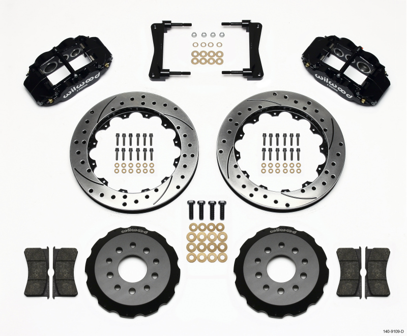 Wilwood 140-9109-D - Narrow Superlite 6R Front Hat Kit 13.06in Drilled 2005-2014 Mustang