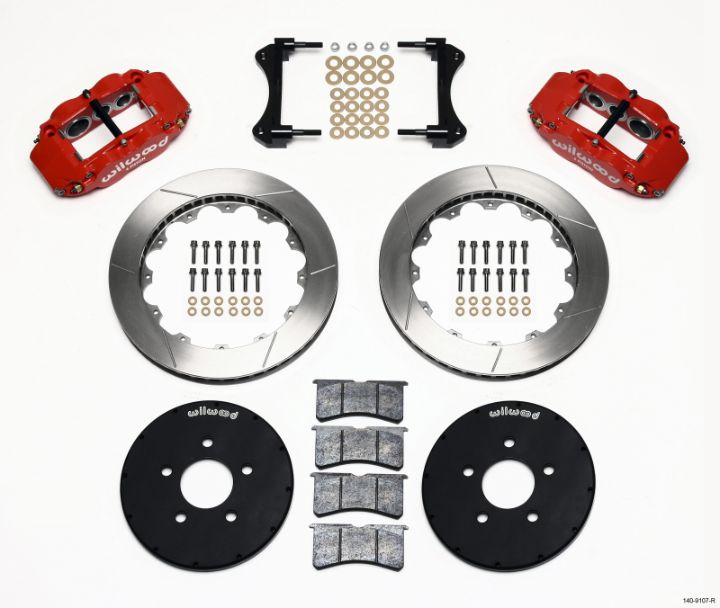 Wilwood 140-9107-R - Narrow Superlite 6R Front Hat Kit 12.88in Red 1994-2004 Mustang