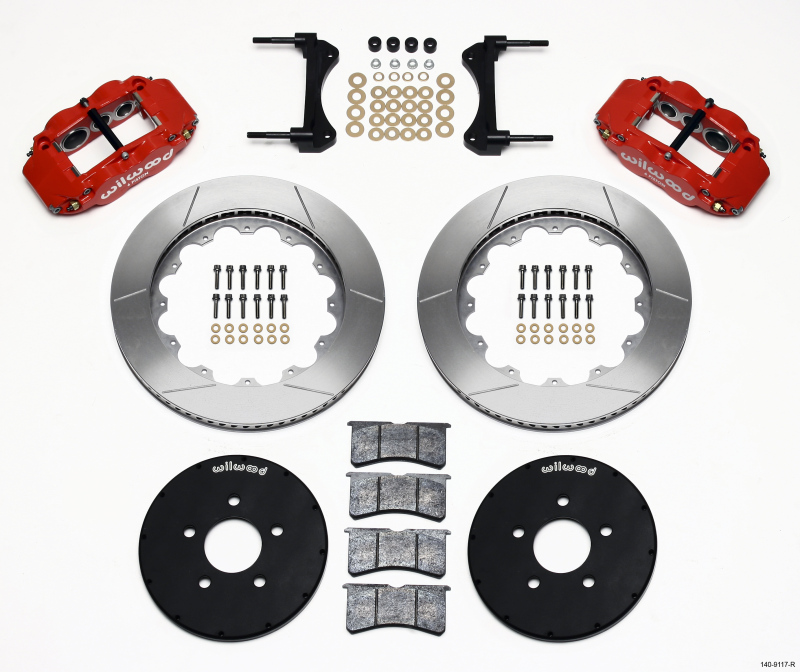 Wilwood 140-9117-R - Narrow Superlite 6R Front Hat Kit 14.00in Red 1994-2004 Mustang