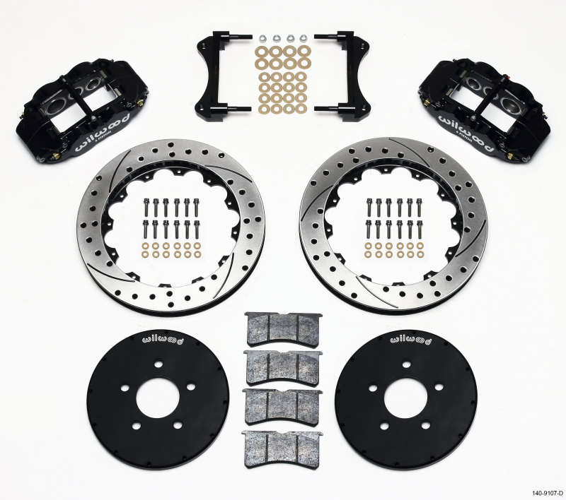 Wilwood 140-9107-D - Narrow Superlite 6R Front Hat Kit 12.88in Drilled 1994-2004 Mustang
