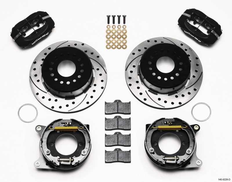 Wilwood 140-9228-D - Forged Dynalite P/S Park Brake Kit Drilled 2005-2014 Mustang