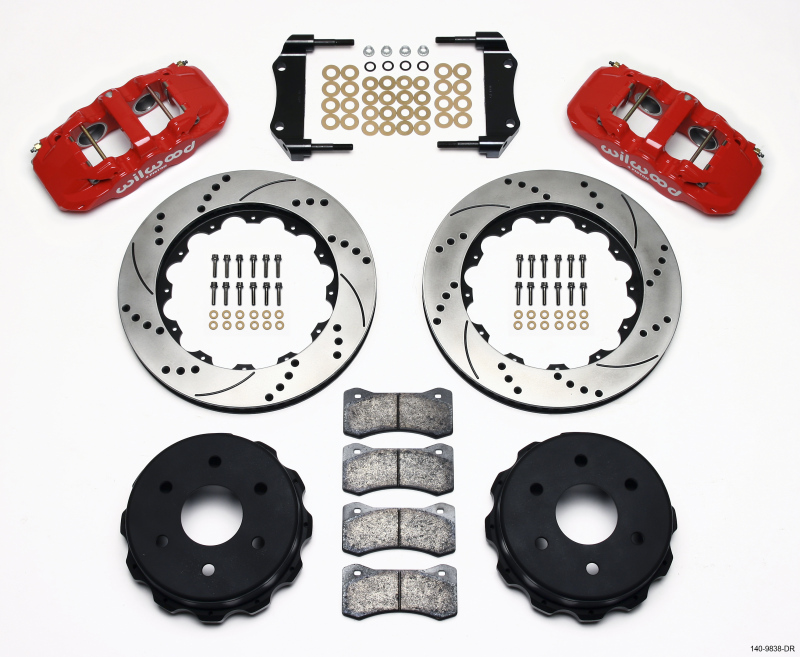 Wilwood 140-9838-DR - AERO4 RearTruck Kit 14.25in Drill Red 1999-2010 GM 1500-SUV 2 Piston OE Caliper Wilwood 140-9838-DR - AERO4 RearTruck Kit 14.25in Drill Red 1999-2010 GM 1500-SUV 2 Piston OE Caliper
