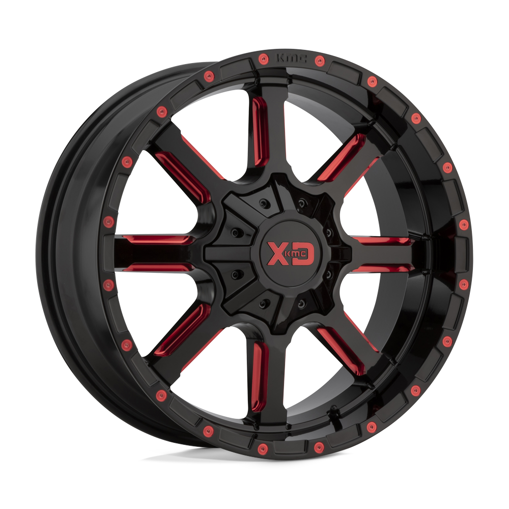 XD Wheels XD83821087918N - Xd838 Mammoth 20X10 Gloss Black Milled With Red Tint Clear Coat XD Wheels XD83821087918N - Xd838 Mammoth 20X10 Gloss Black Milled With Red Tint Clear Coat