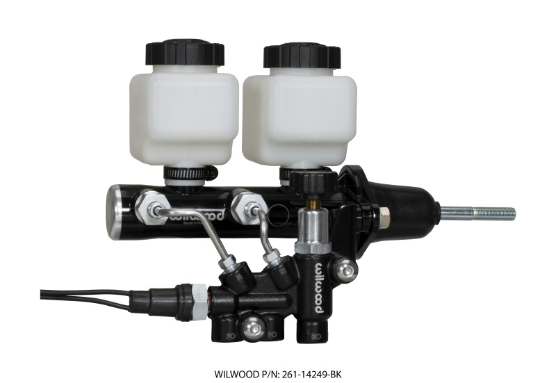 Wilwood 261-14249-BK - Tandem Remote M/C Kit w L/H Brkt & Prop Valve - 7/8in Bore Black-W/Pushrod