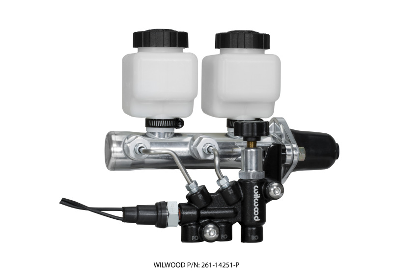 Wilwood 261-14251-P - Tandem Remote M/C Kit w L/H Brkt & Prop Valve - 1in Bore Ball Burnished