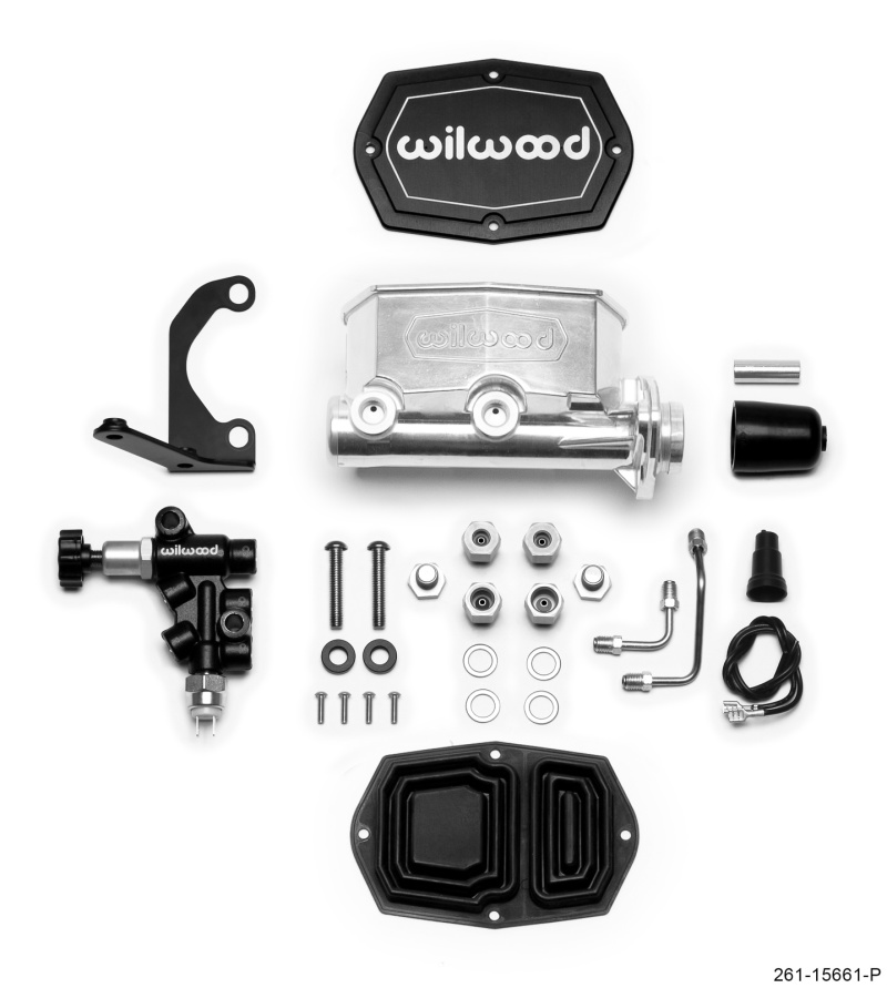 Wilwood 261-15661-P - Compact Tandem M/C - 1in Bore w/RH Bracket and Valve - Ball Burnished